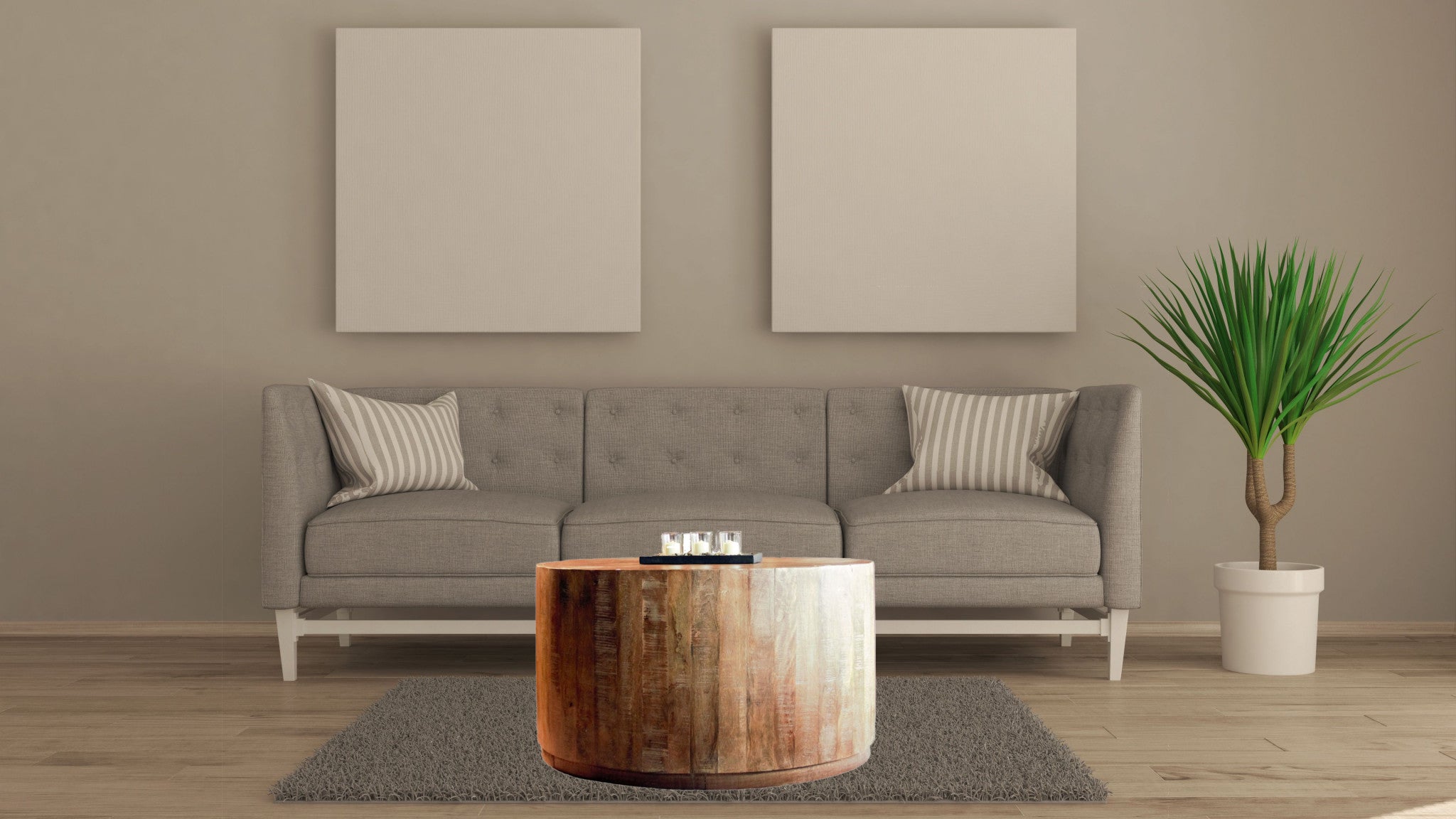 34" Natural Solid Wood Round Bunching Coffee Tables-4