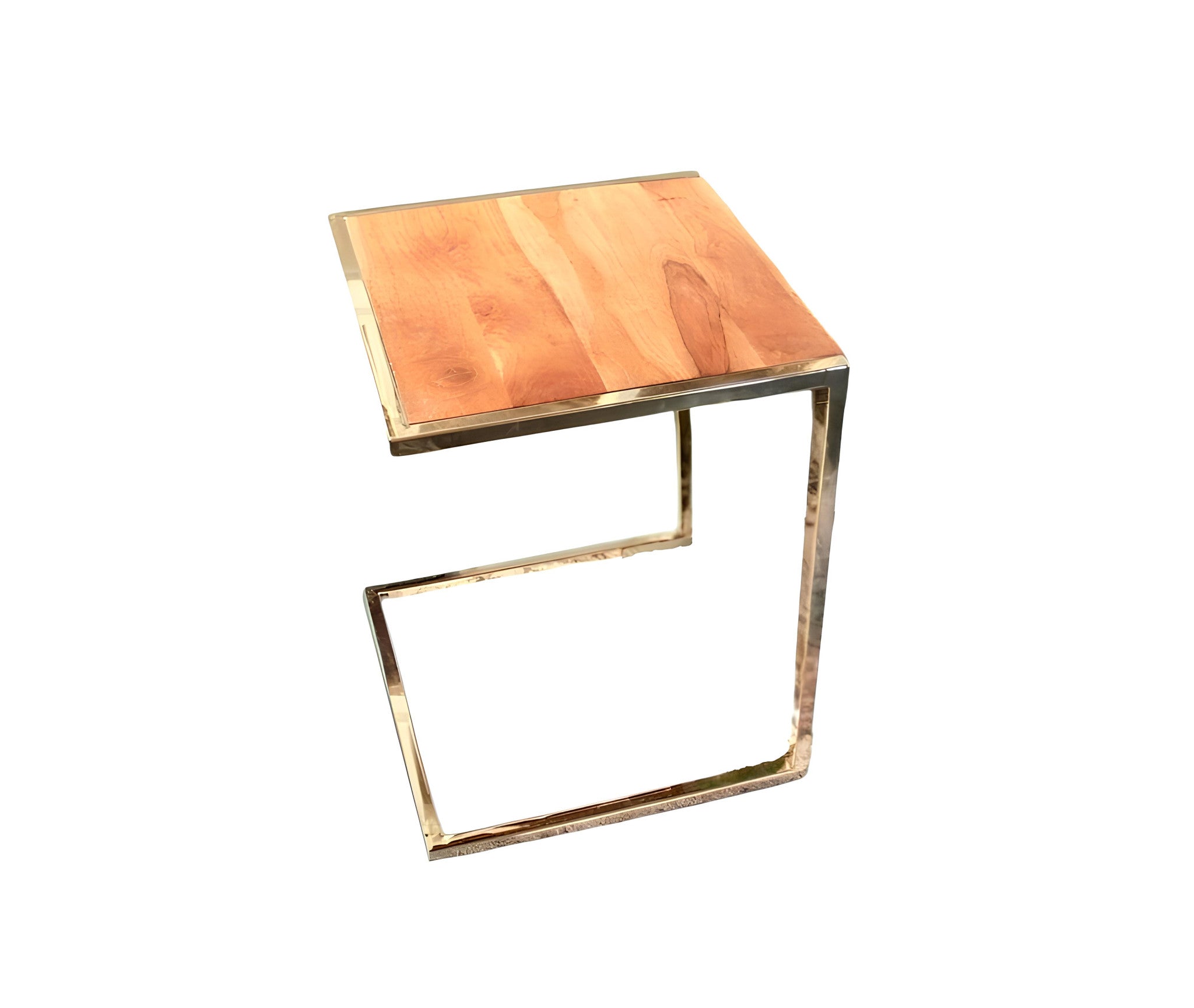 Set of Three Stylish Wood and Metal C Shaped Nesting End Tables-1