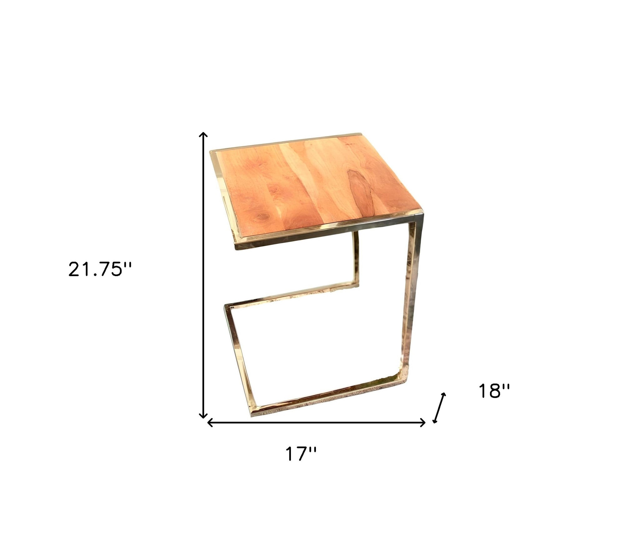 Set of Three Stylish Wood and Metal C Shaped Nesting End Tables-5