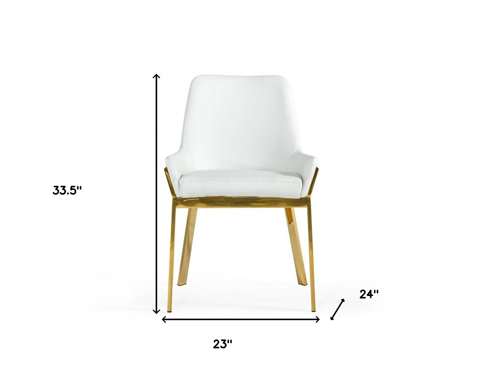 White and Gold Upholstered Faux Leather Dining Arm Chair-8