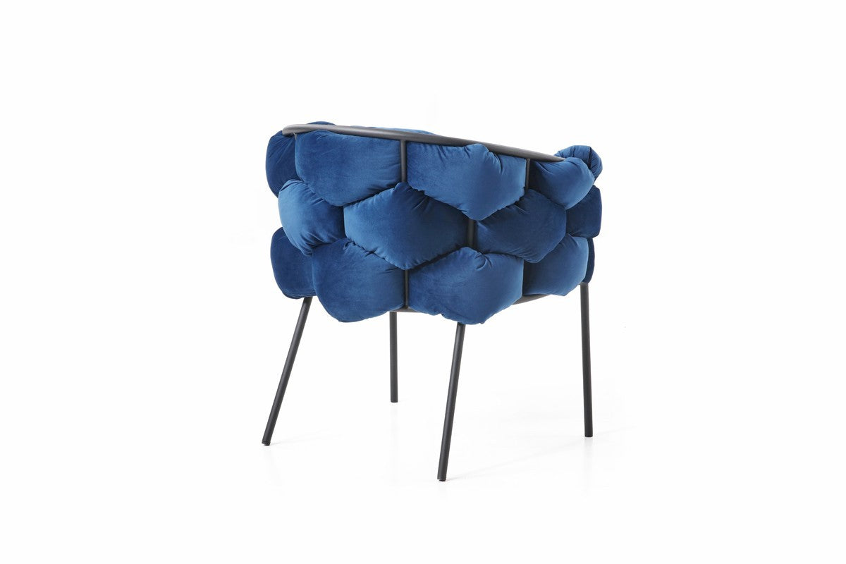 Blue and Black Upholstered Fabric Dining Arm Chair-3