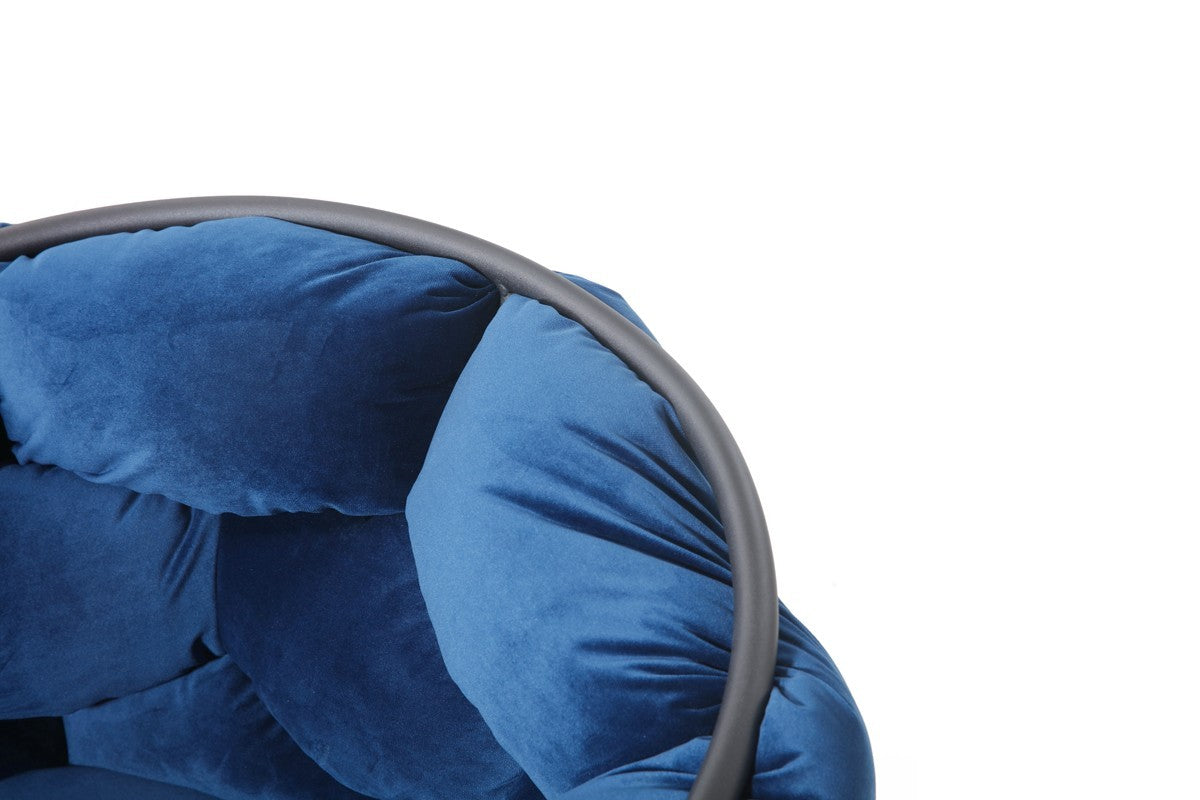 Blue and Black Upholstered Fabric Dining Arm Chair-4