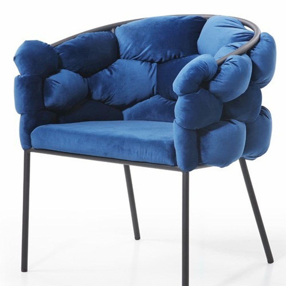 Blue and Black Upholstered Fabric Dining Arm Chair-8