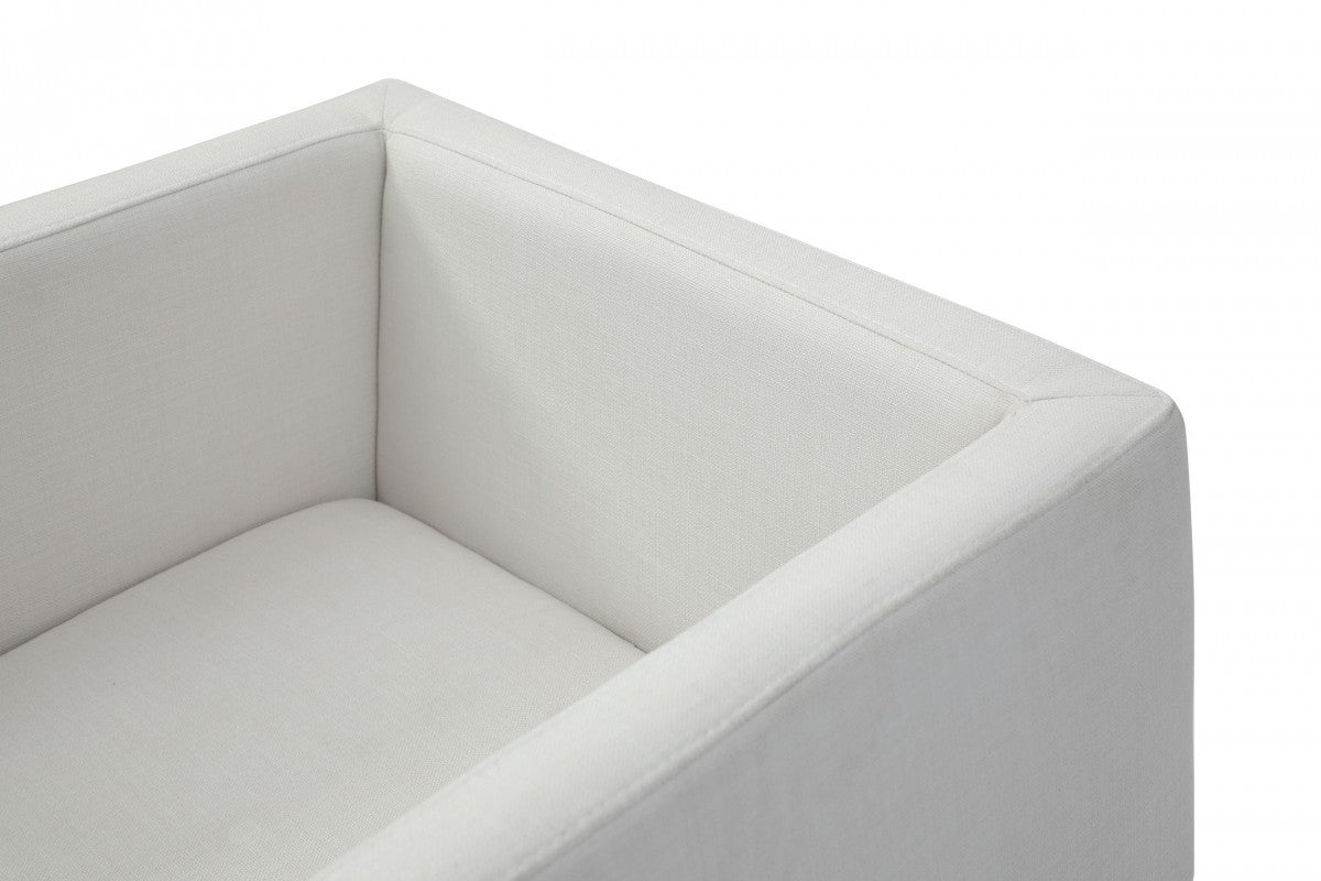 Off White and Antiqued Brass Upholstered Fabric Dining Arm Chair-4