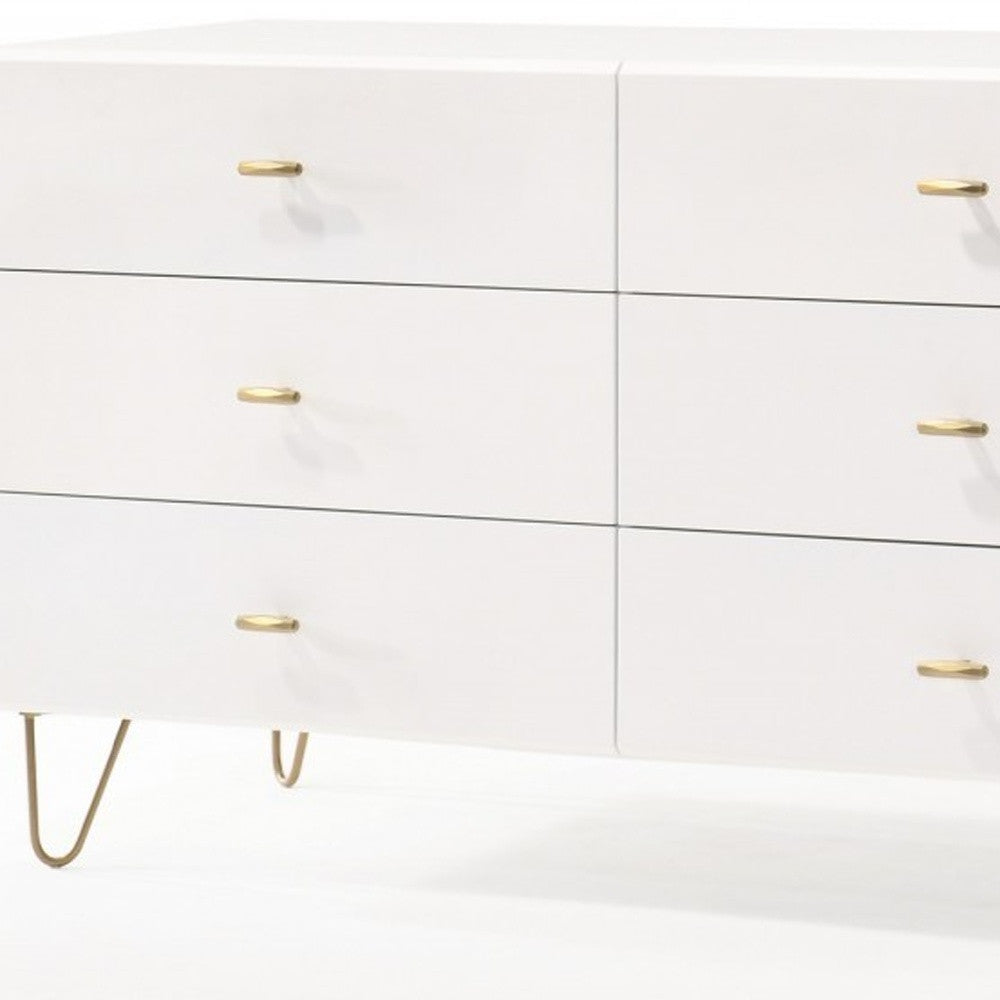 51" White Manufactured Wood Six Drawer Double Dresser-3
