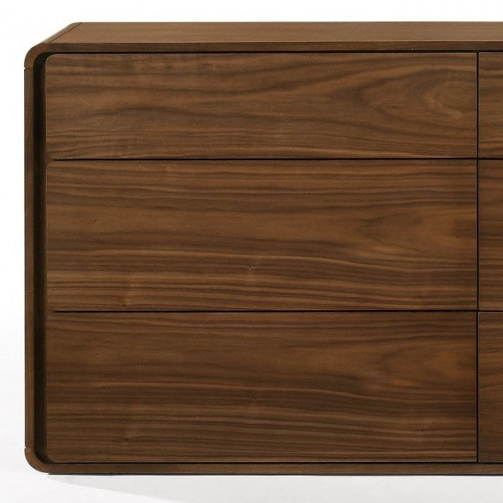 59" Walnut Solid Wood Six Drawer Double Dresser-3