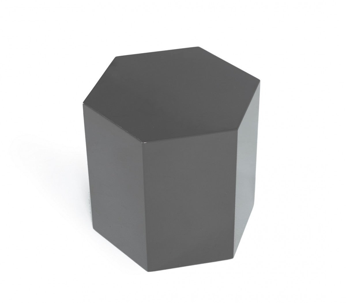 Modern Light Grey High Gloss Hexagonal End Table-0
