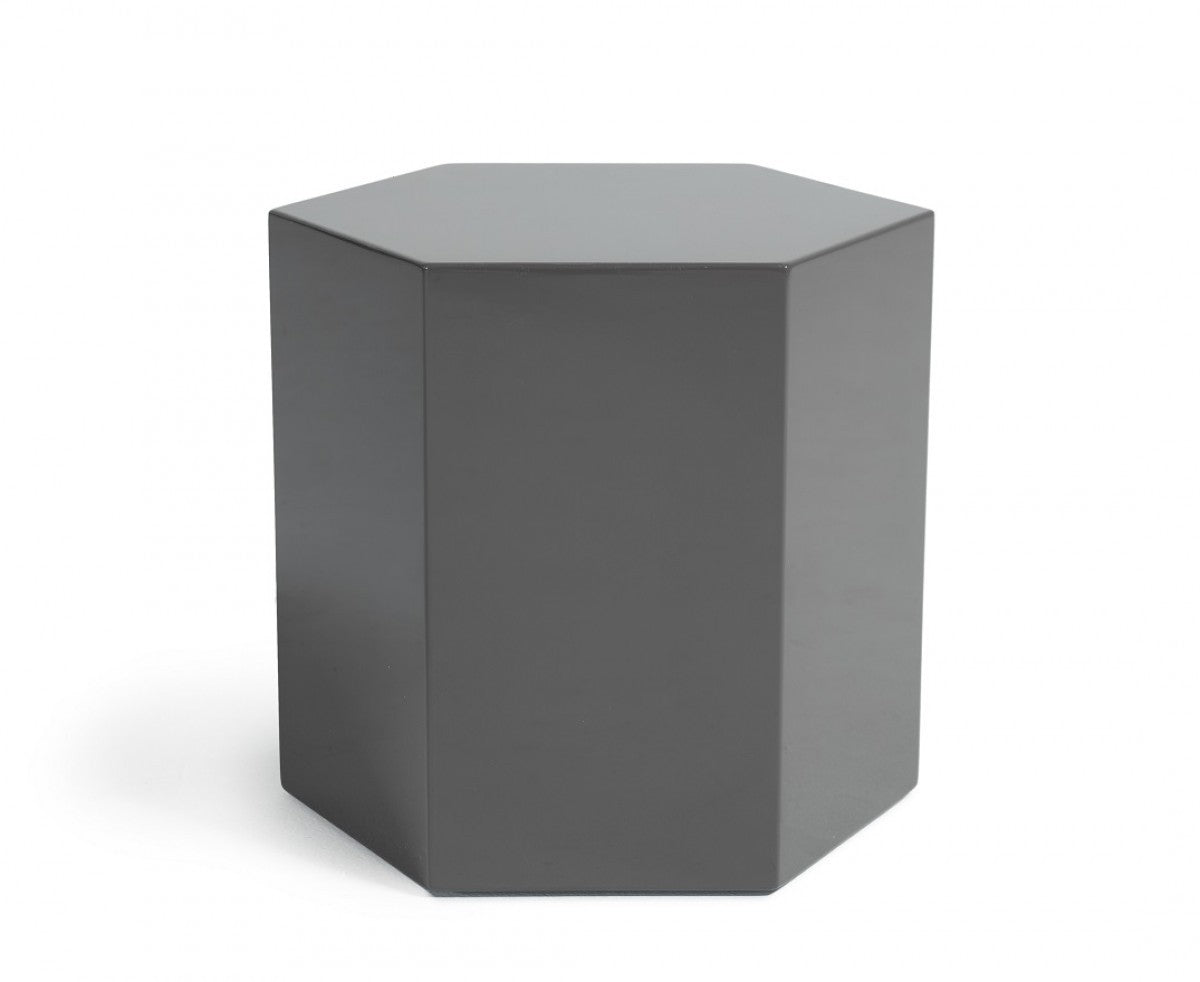 Modern Light Grey High Gloss Hexagonal End Table-3