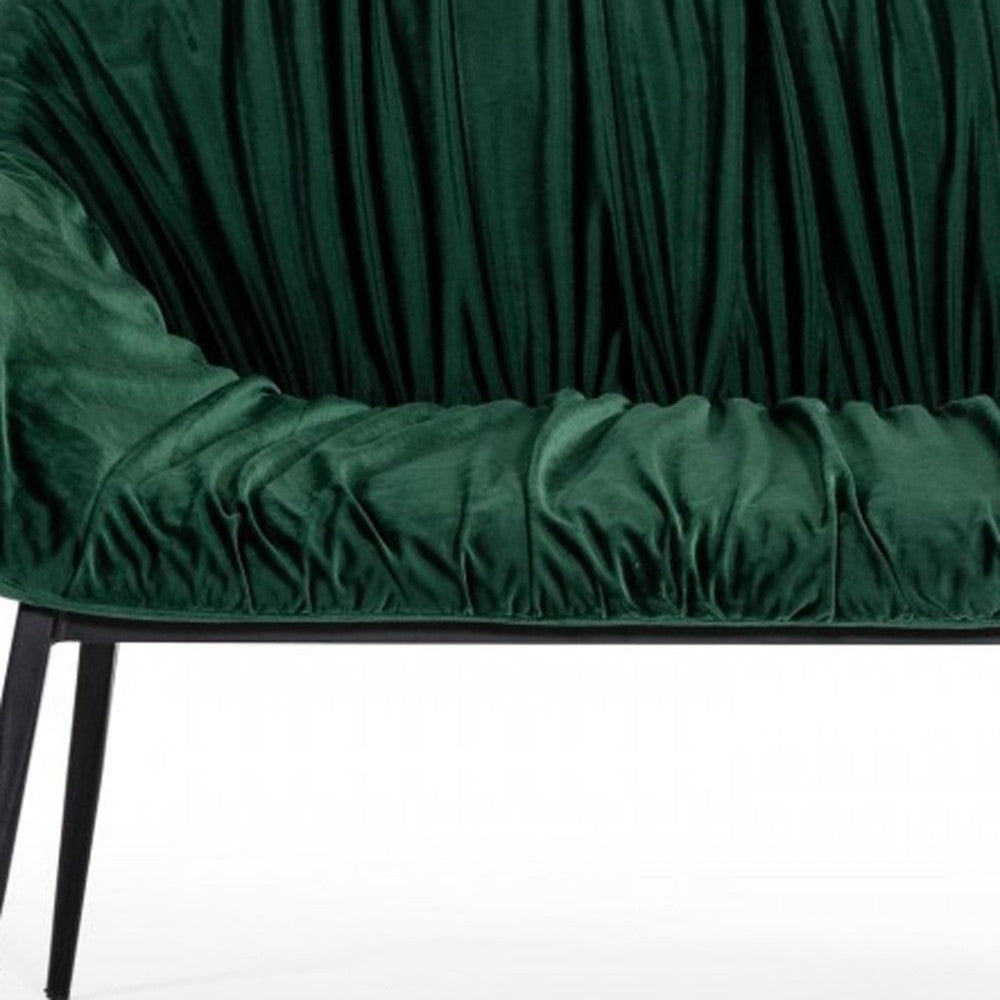 56" Green and Black Velvet Upholstered Dining Bench-4