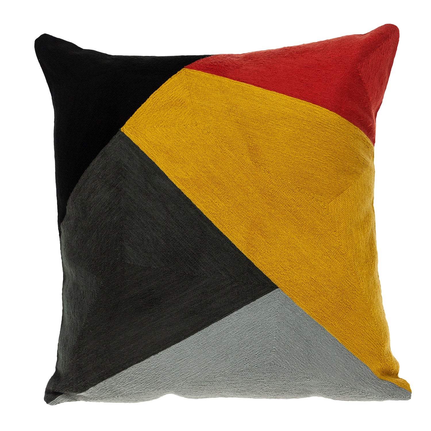 20" Mustard Yellow and Black Cotton Throw Pillow-1