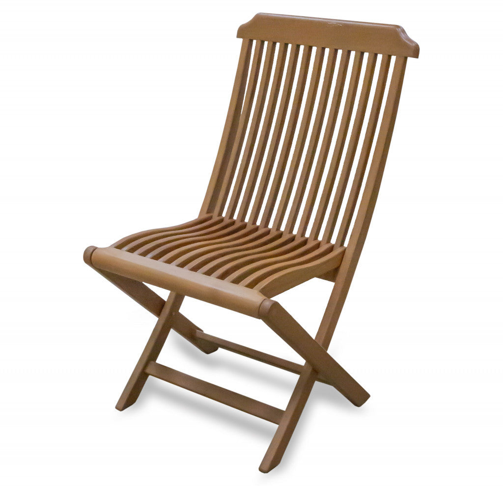 24" Brown Solid Wood Indoor Outdoor Deck Chair-2