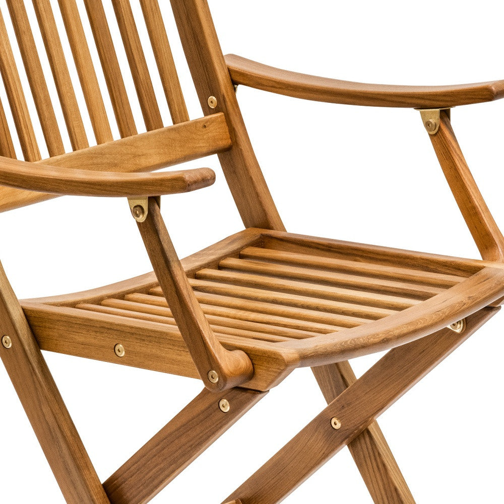 24" Brown Solid Wood Indoor Outdoor Deck Chair-2