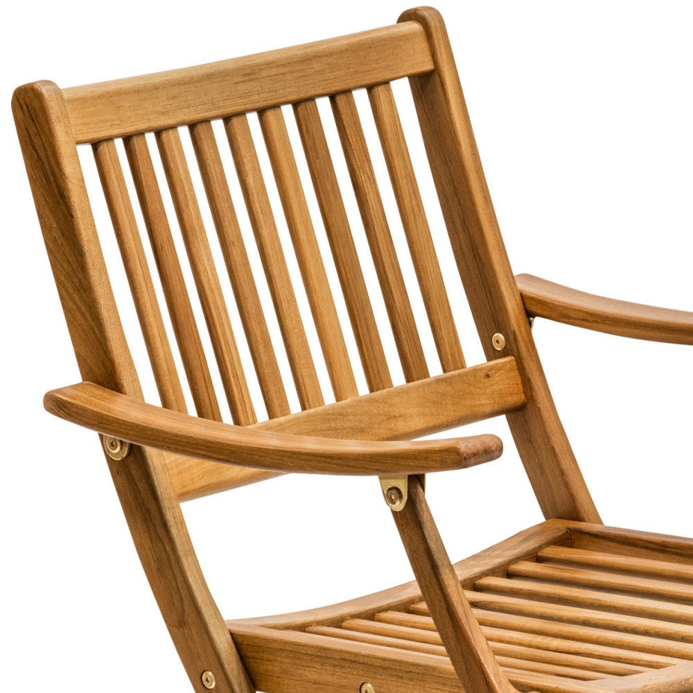 24" Brown Solid Wood Indoor Outdoor Deck Chair-3