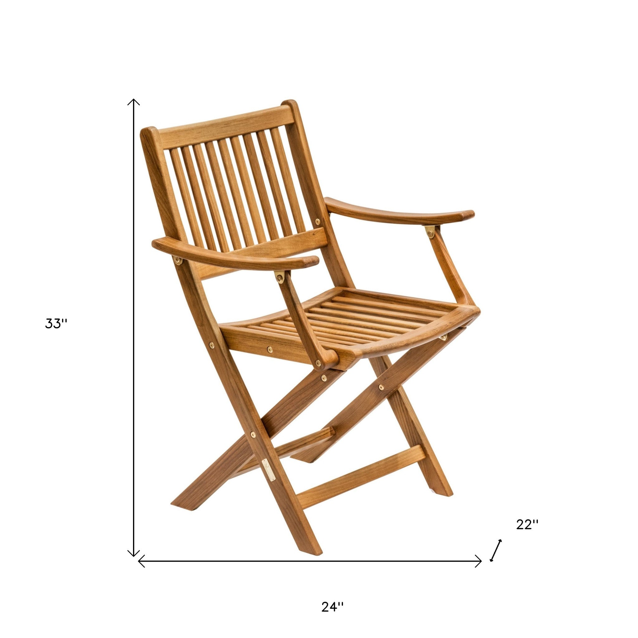24" Brown Solid Wood Indoor Outdoor Deck Chair-6