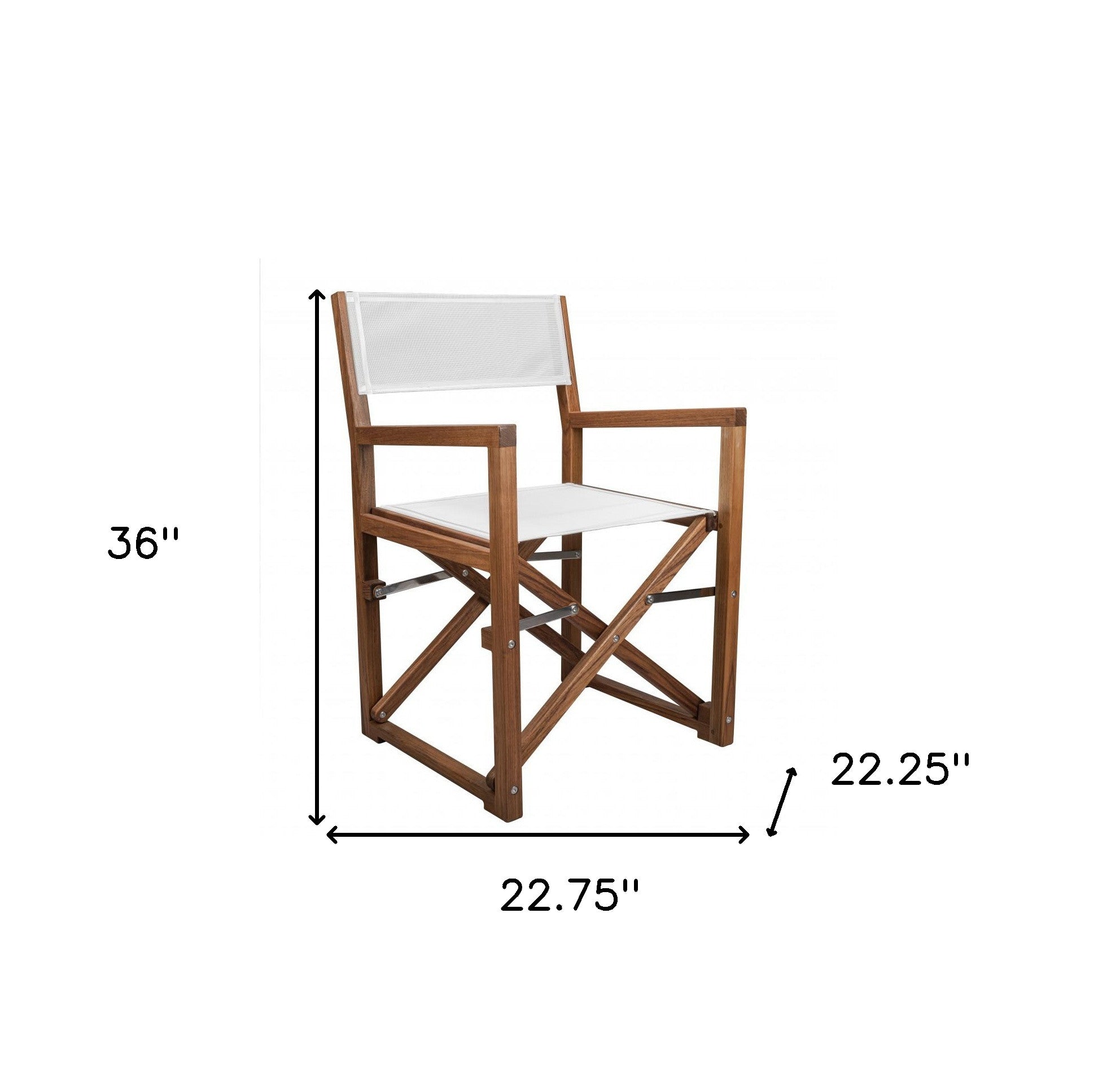 23" White and Natural Wood Solid Wood Indoor Outdoor Director Chair-4