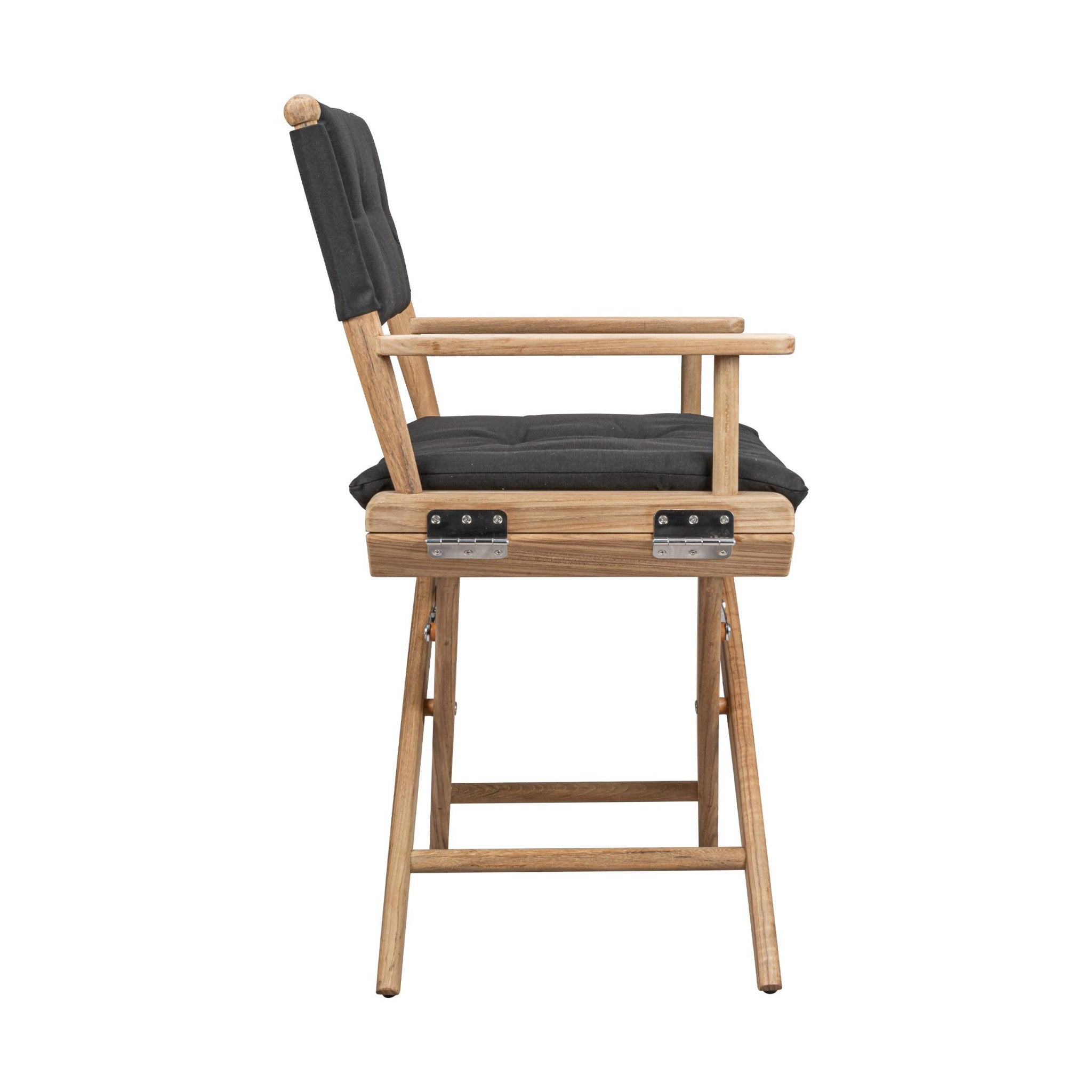 23" Black and Brown Solid Wood Indoor Outdoor Director Chair with Black Cushion-2