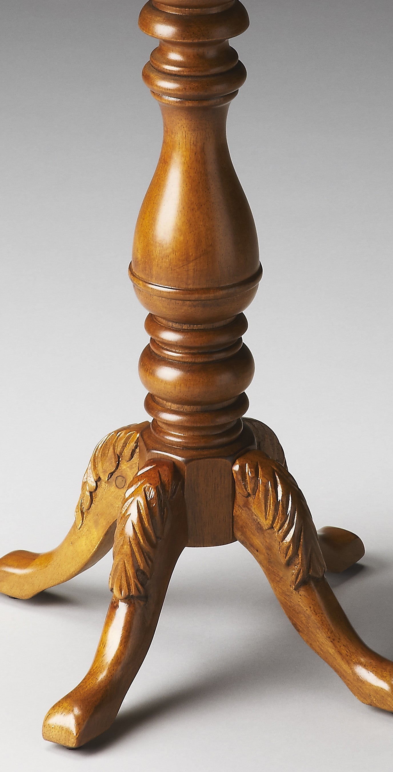 20" Medium Brown And Olive Ash Wood Floral Top End Table-3