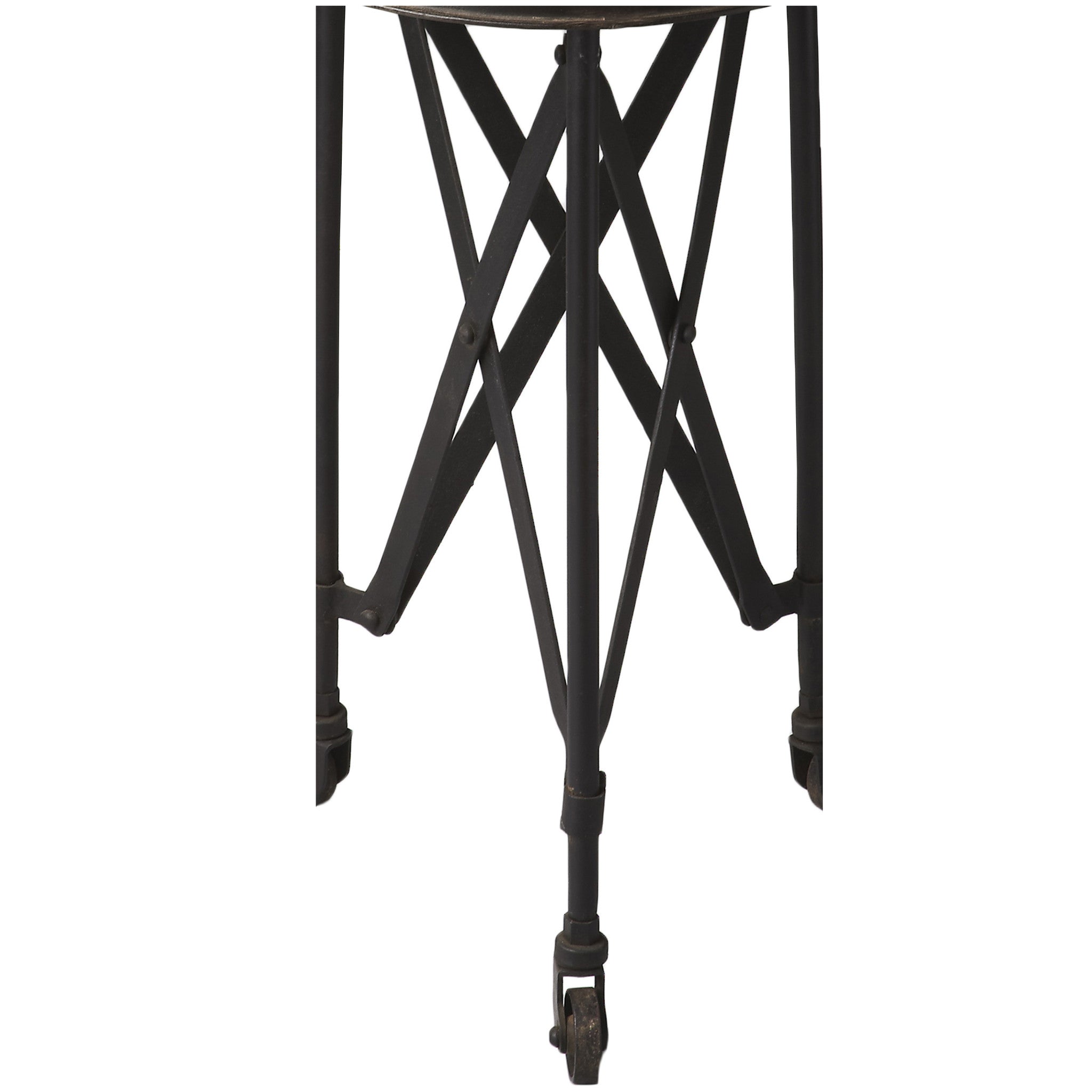 23" Black Industrial Rolling Round End Table-0
