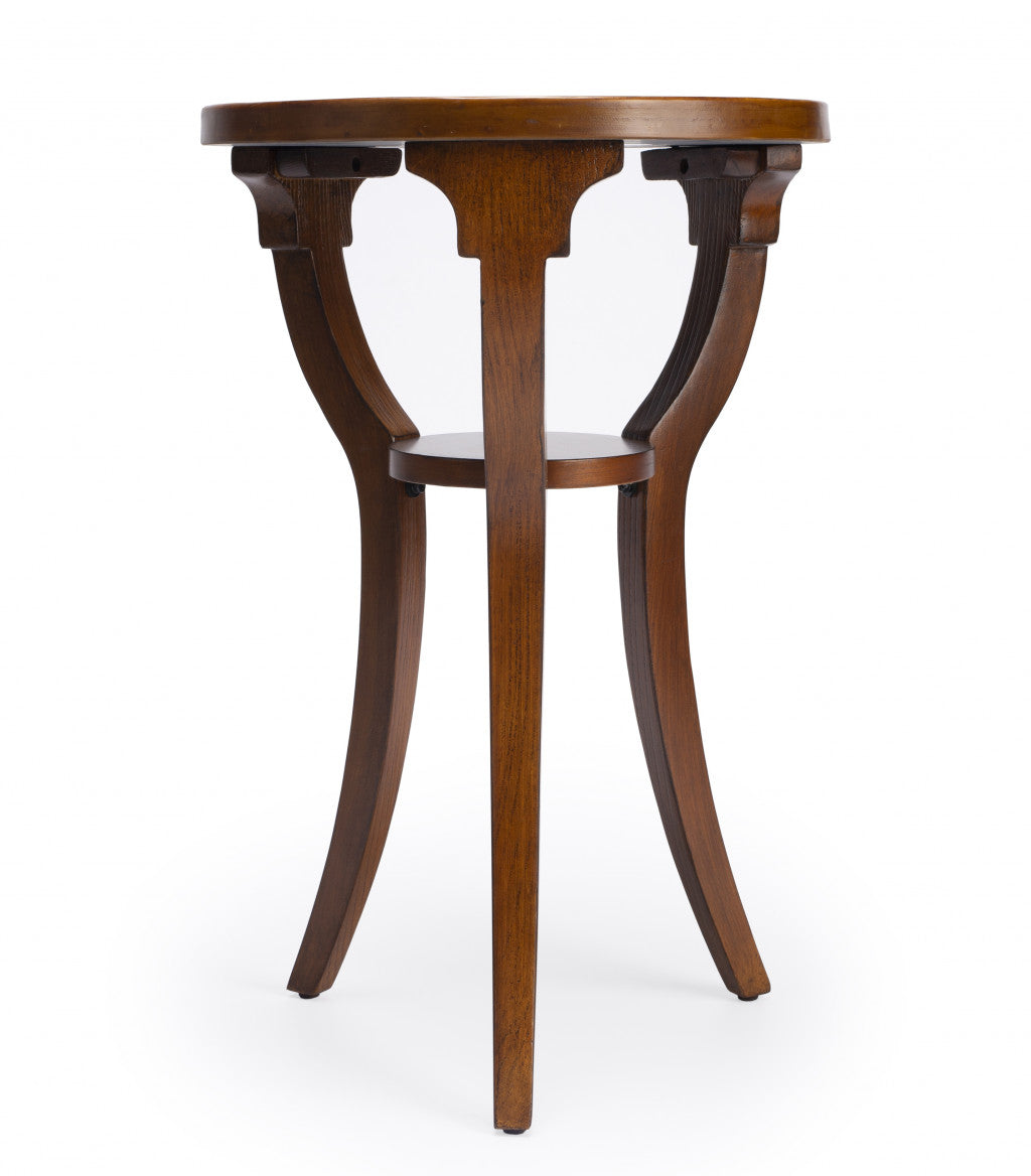 24" Brown And Olive Ash Manufactured Wood Round End Table With Shelf-3