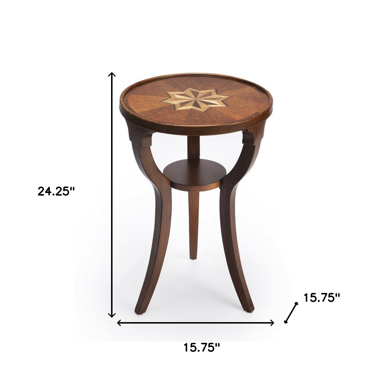 24" Brown And Olive Ash Manufactured Wood Round End Table With Shelf-5