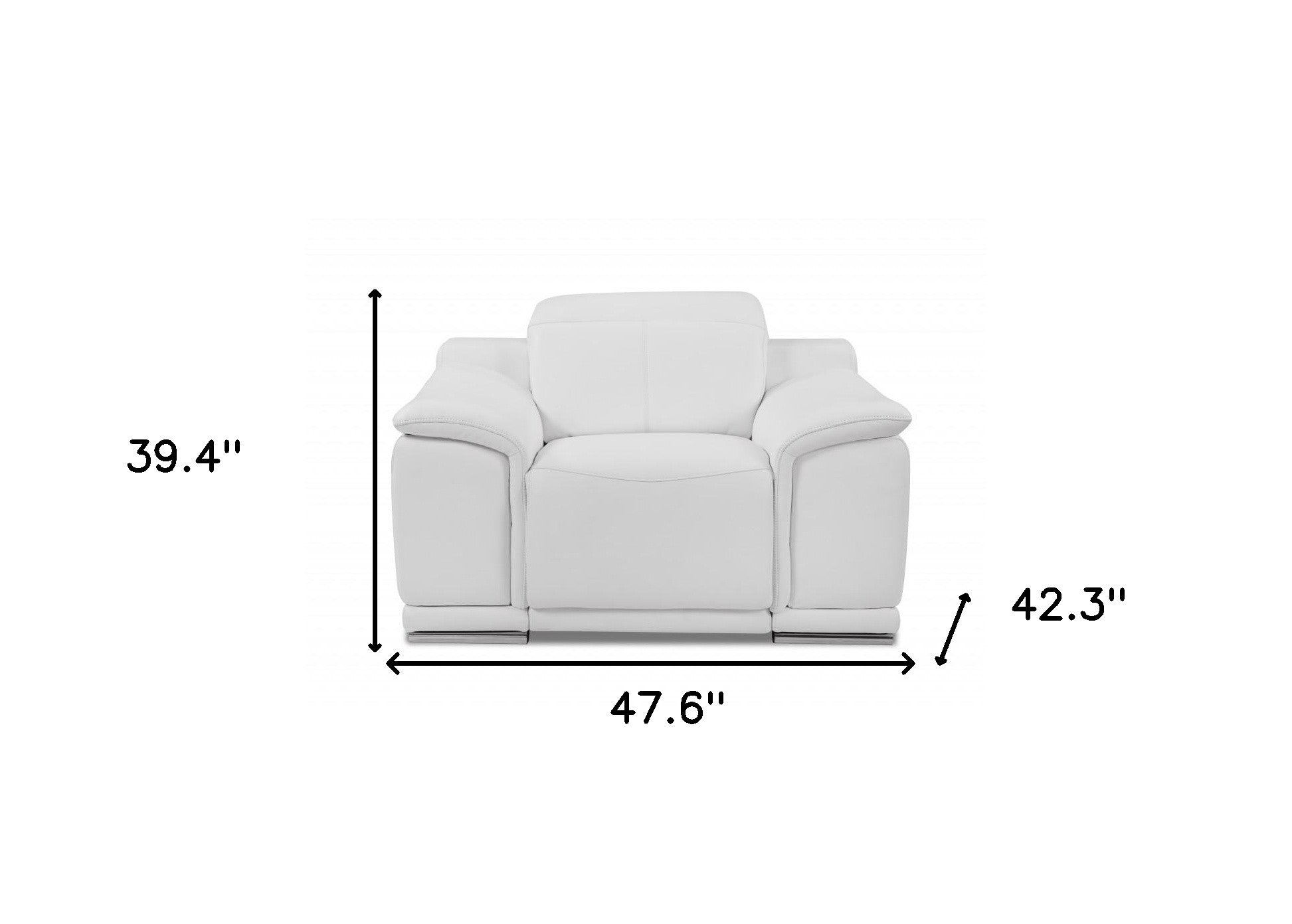 48" White Italian Leather Arm Chair-6
