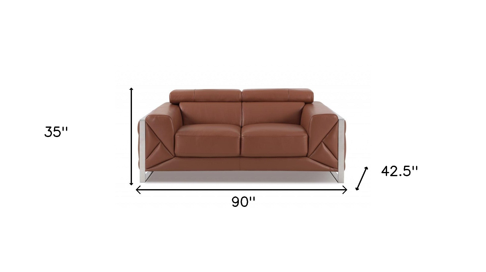 Two Piece Indoor Camel Italian Leather Five Person Seating Set-6