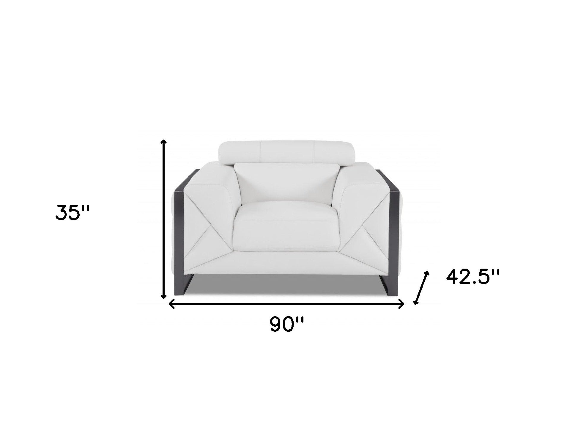 Three Piece Indoor White Italian Leather Six Person Seating Set-6