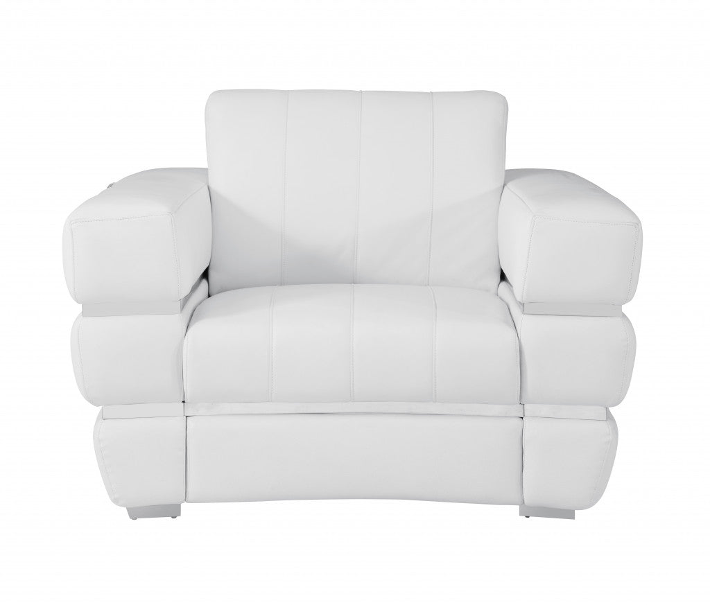 Three Piece Indoor White Italian Leather Six Person Seating Set-2