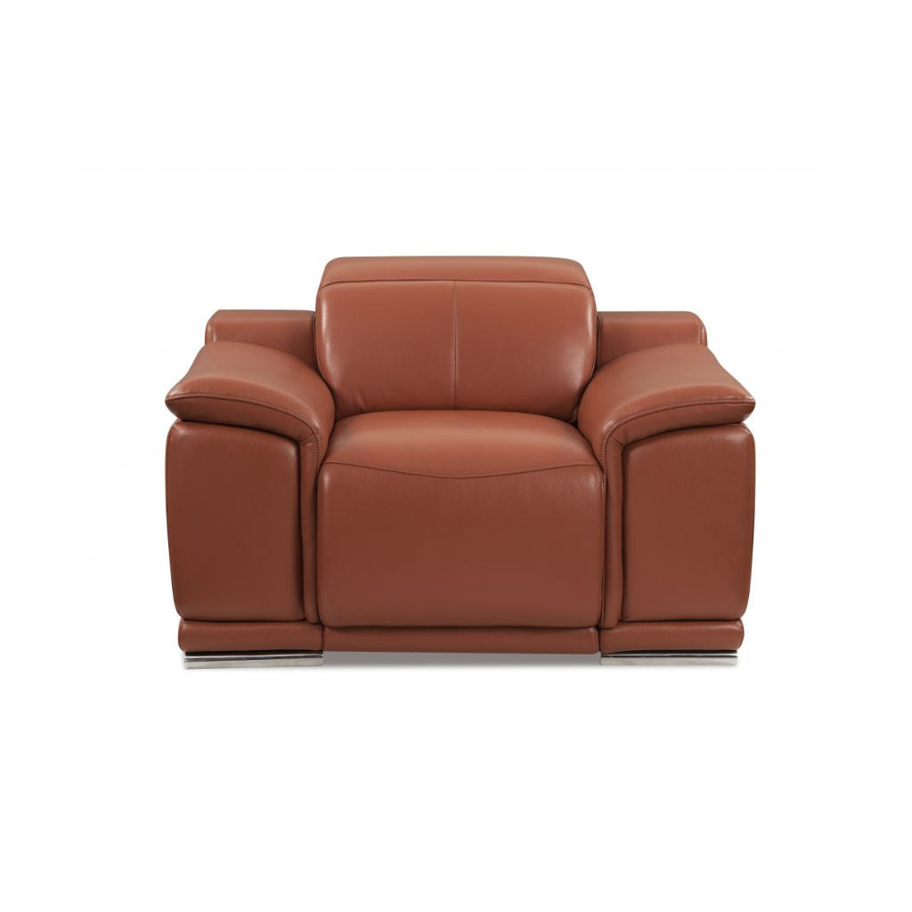 Two Piece Indoor Camel Italian Leather Five Person Seating Set-1