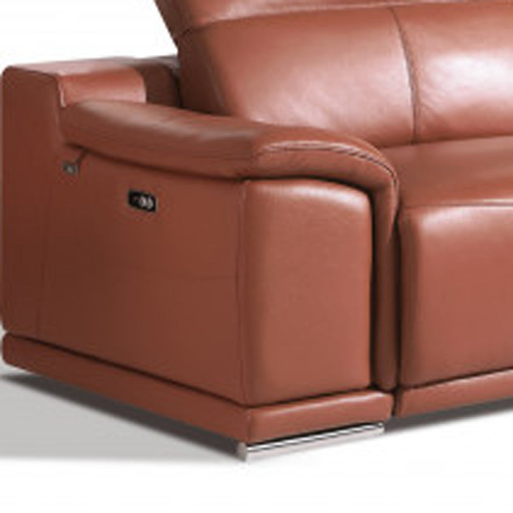 Two Piece Indoor Camel Italian Leather Five Person Seating Set-6