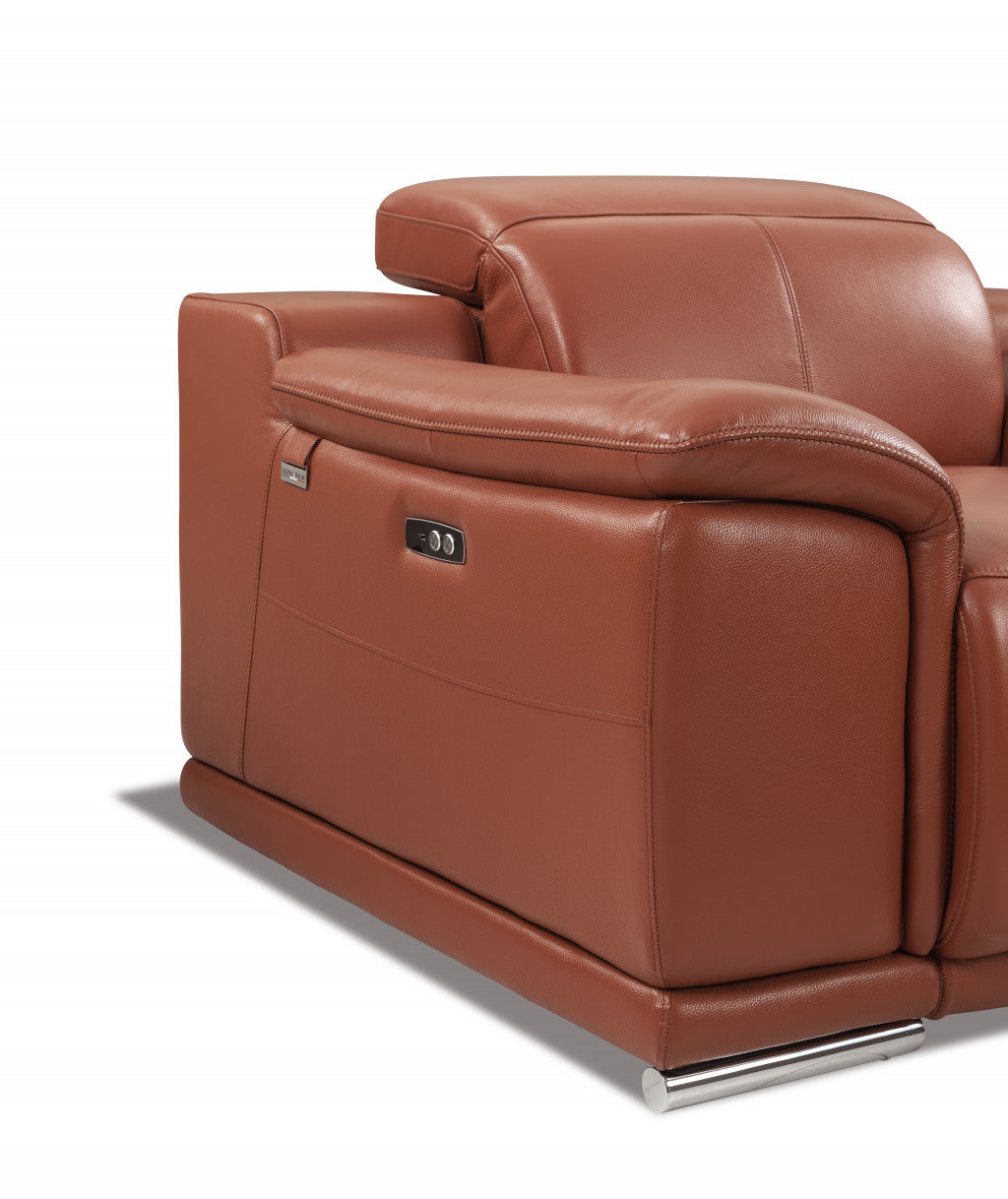 Two Piece Indoor Camel Italian Leather Five Person Seating Set-4