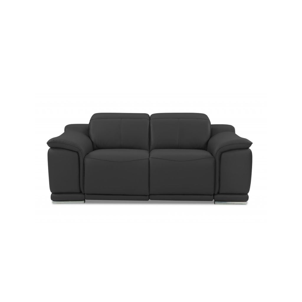 Three Piece Indoor Dark Gray Italian Leather Six Person Seating Set-2