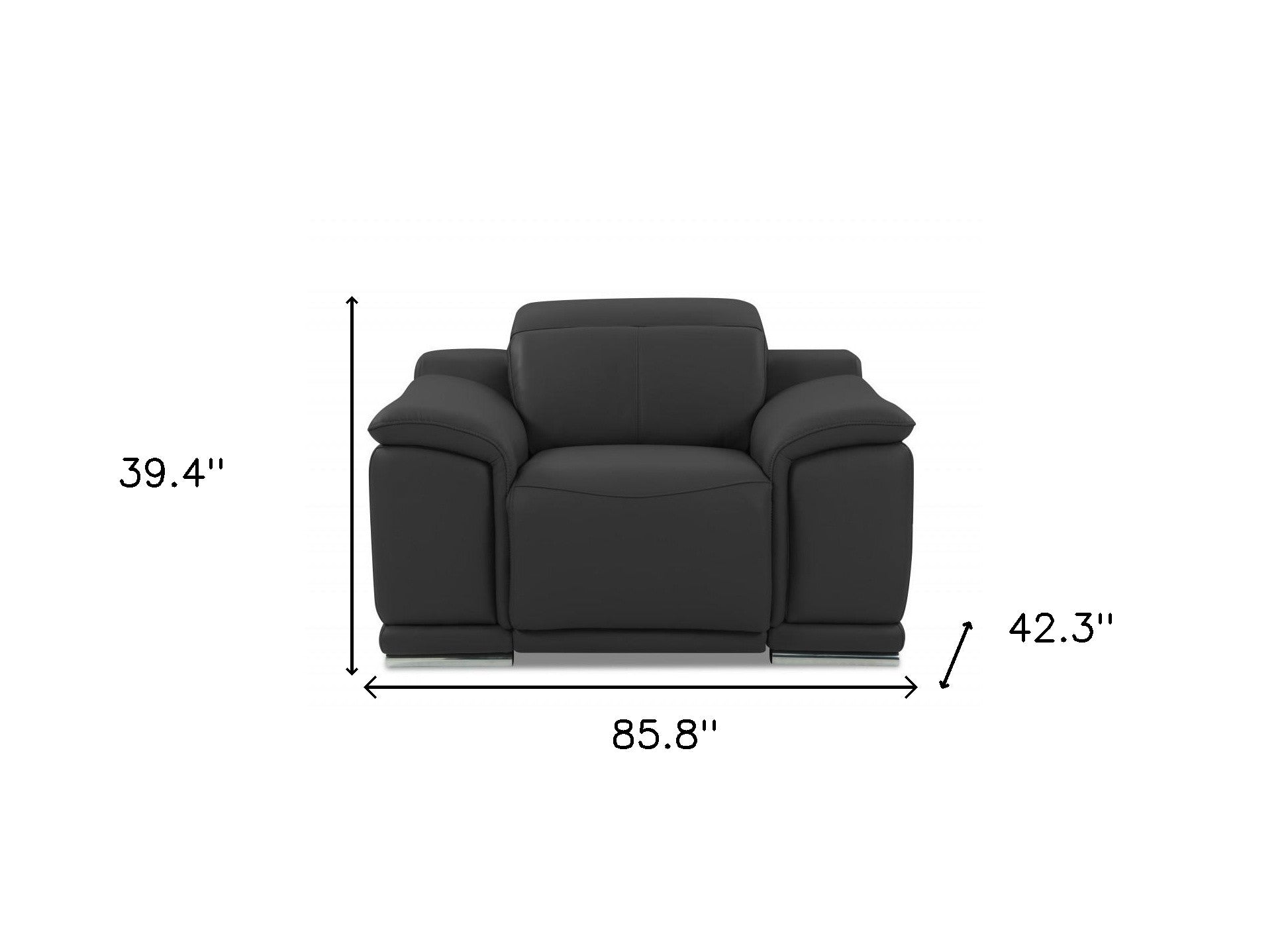 Three Piece Indoor Dark Gray Italian Leather Six Person Seating Set-8