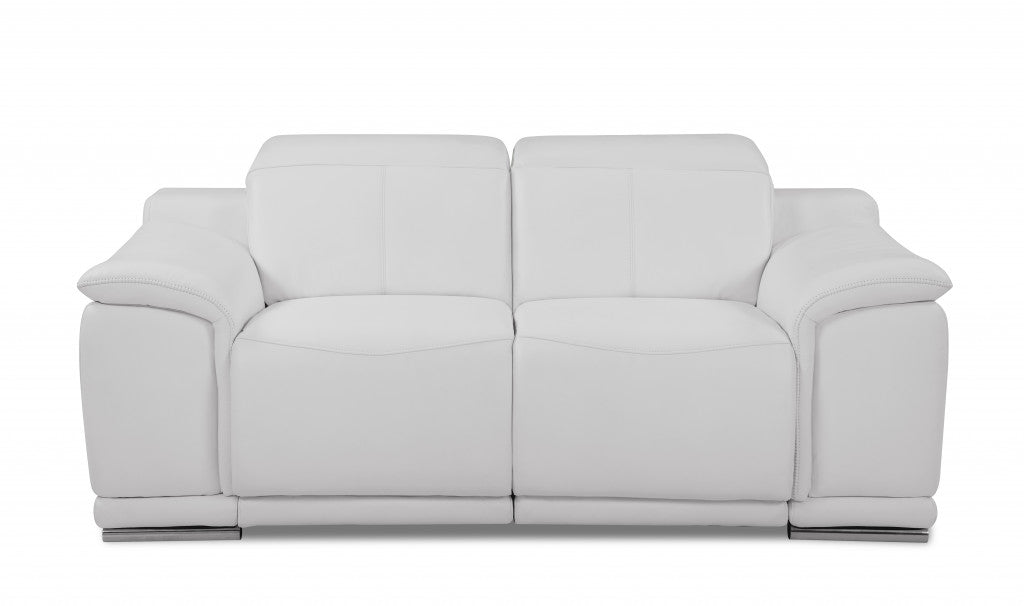Two Piece Indoor White Italian Leather Five Person Seating Set-3