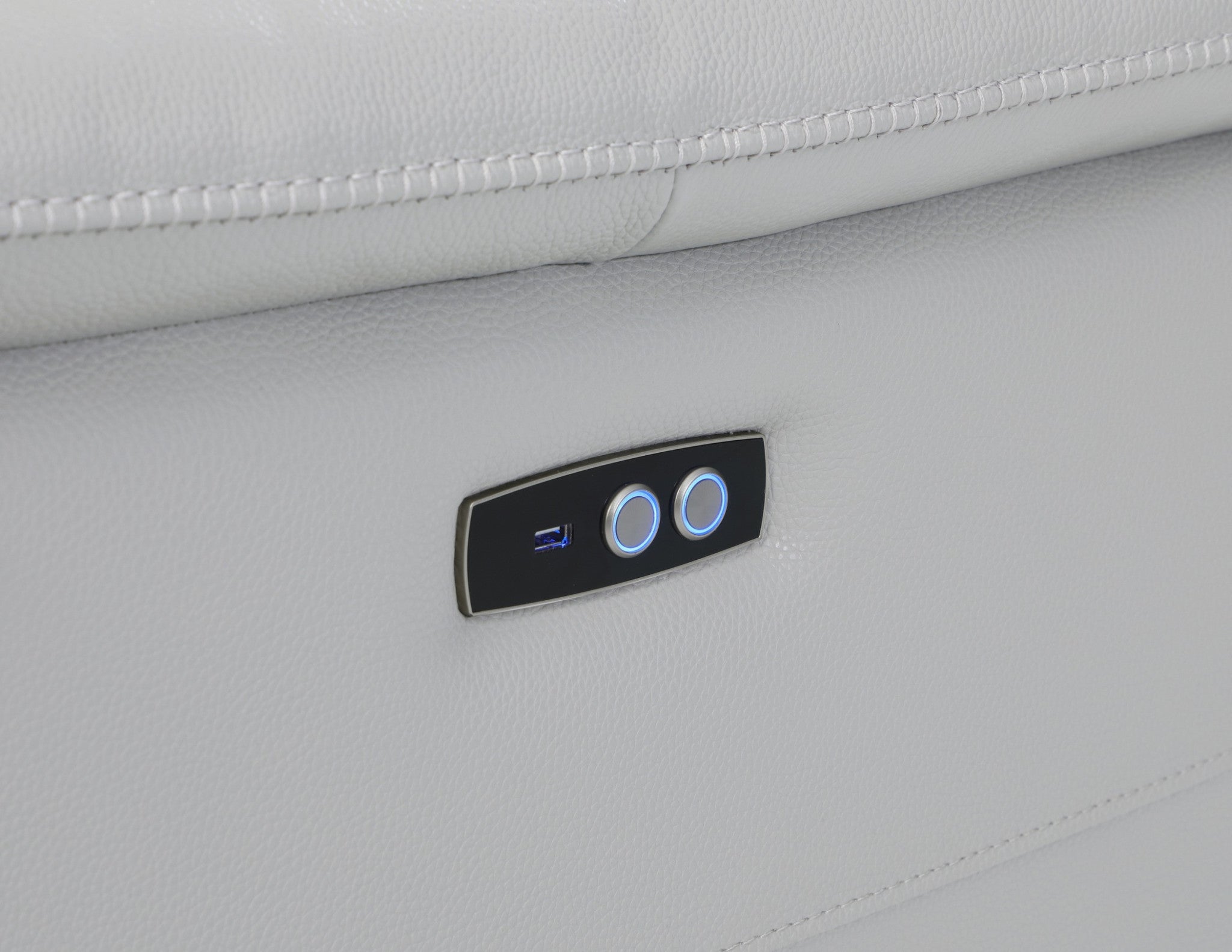 Light Gray Italian Leather Power Reclining U Shaped Seven Piece Corner Sectional With Console-8