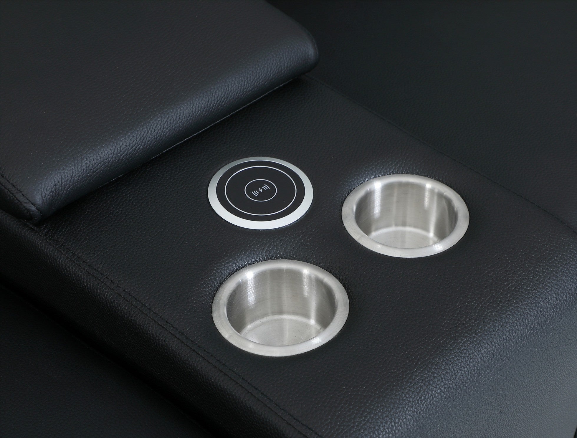 Black Italian Leather Power Reclining U Shaped Eight Piece Corner Sectional With Console-7