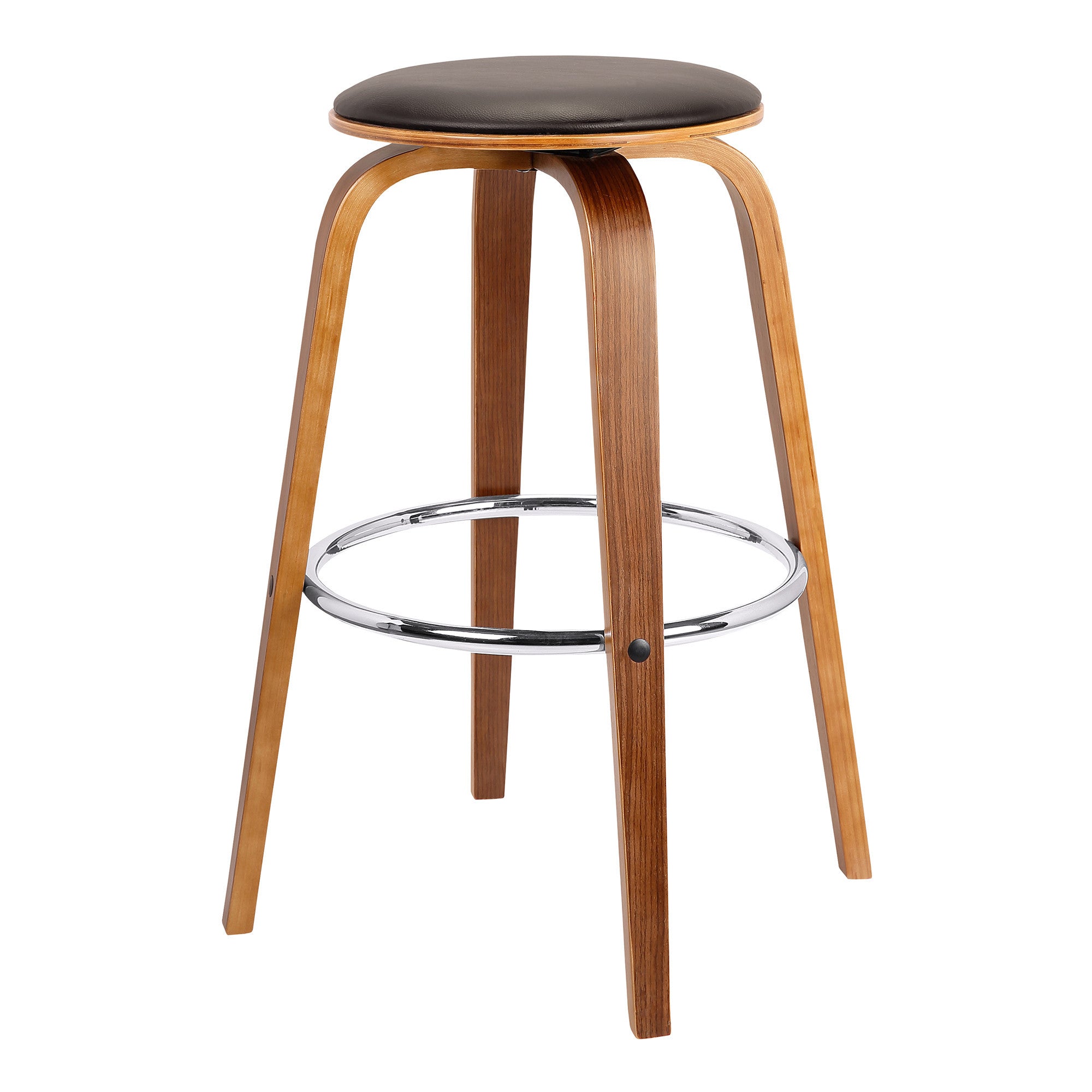 25" Brown Iron Swivel Backless Counter Height Bar Chair-3