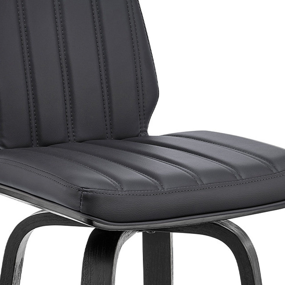 27" Gray and Black Faux Leather and Iron Counter Height Swivel Bar Chair-7