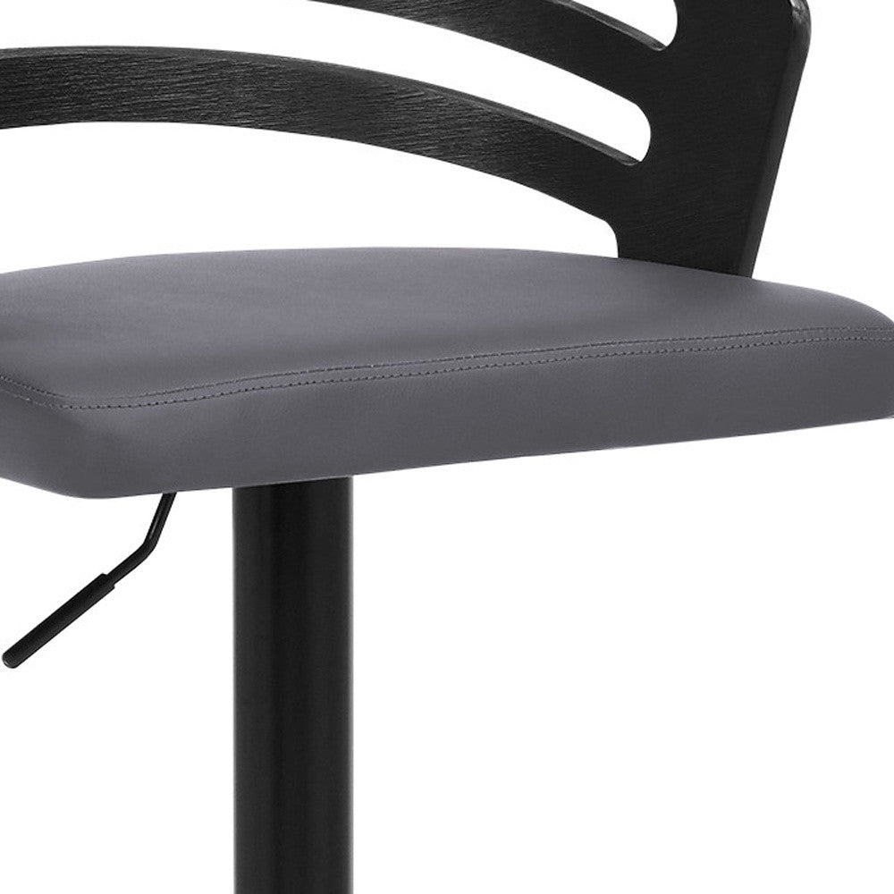 25" Gray And Black Iron Swivel Adjustable Height Bar Chair-5