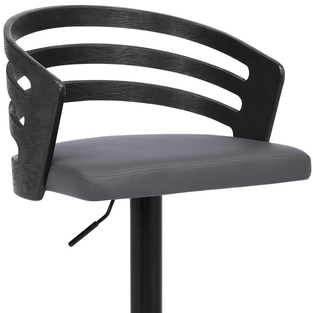 25" Gray And Black Iron Swivel Adjustable Height Bar Chair-6