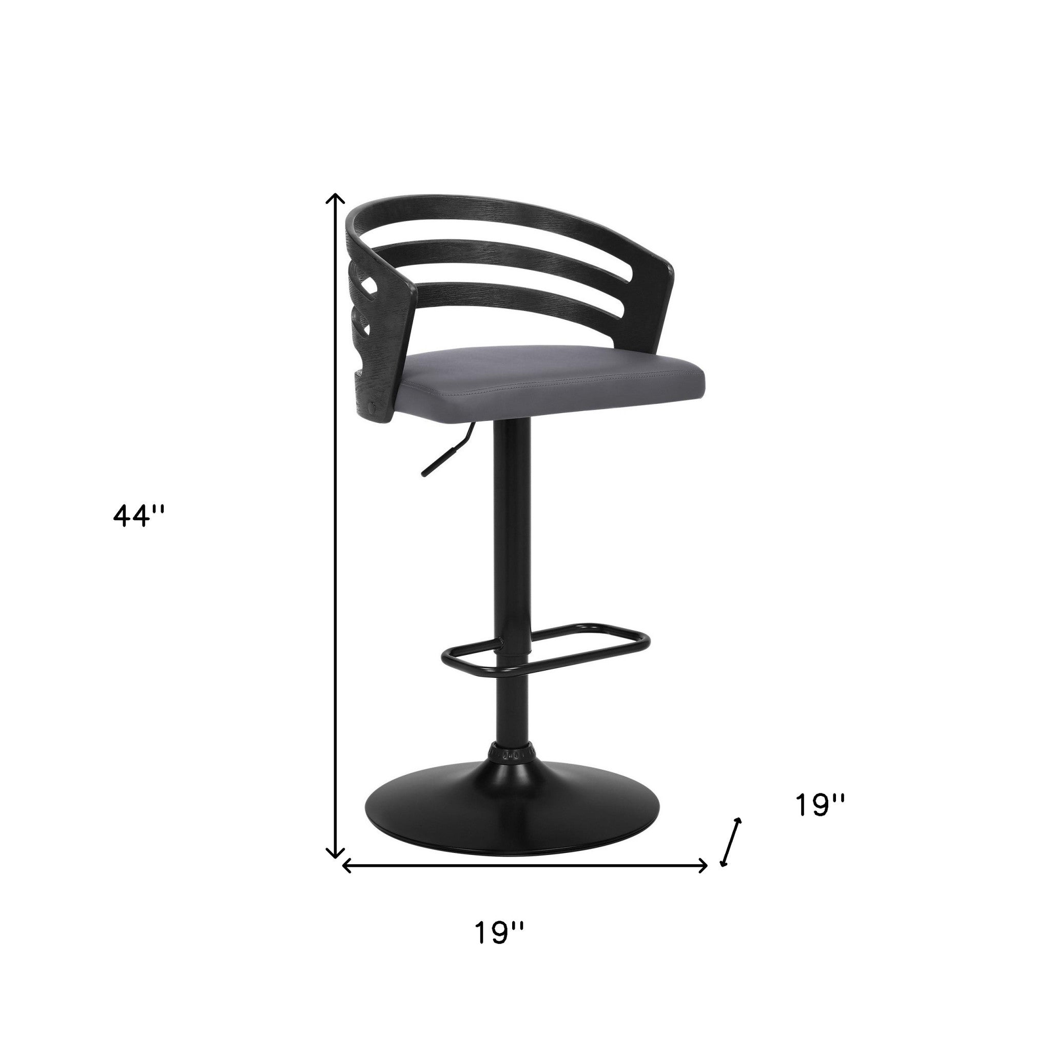 25" Gray And Black Iron Swivel Adjustable Height Bar Chair-8