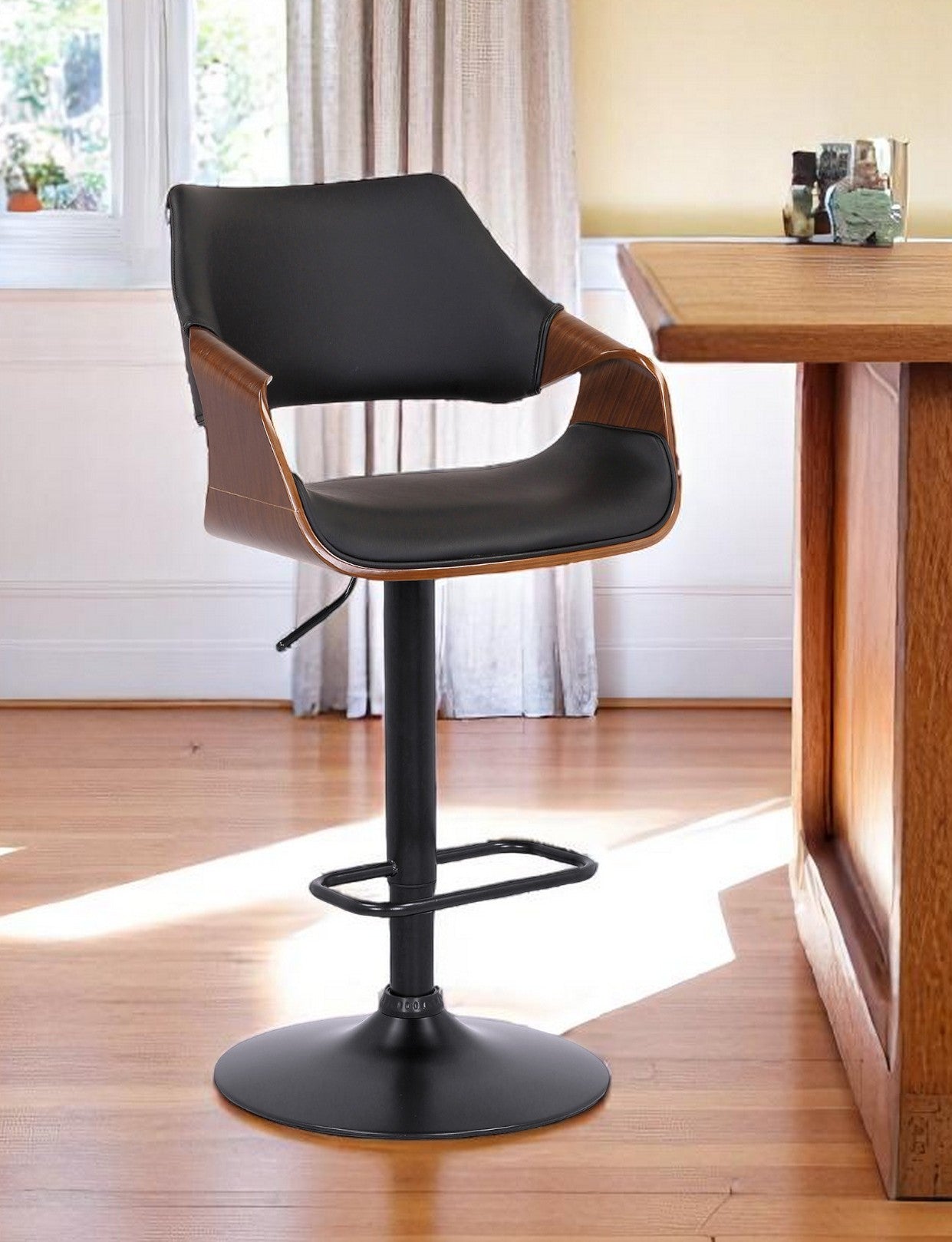 25" Black Iron Swivel Adjustable Height Bar Chair-0