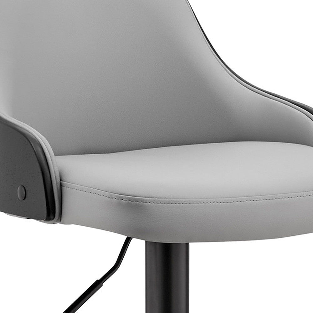 24" Gray And Black Iron Swivel Adjustable Height Bar Chair-6