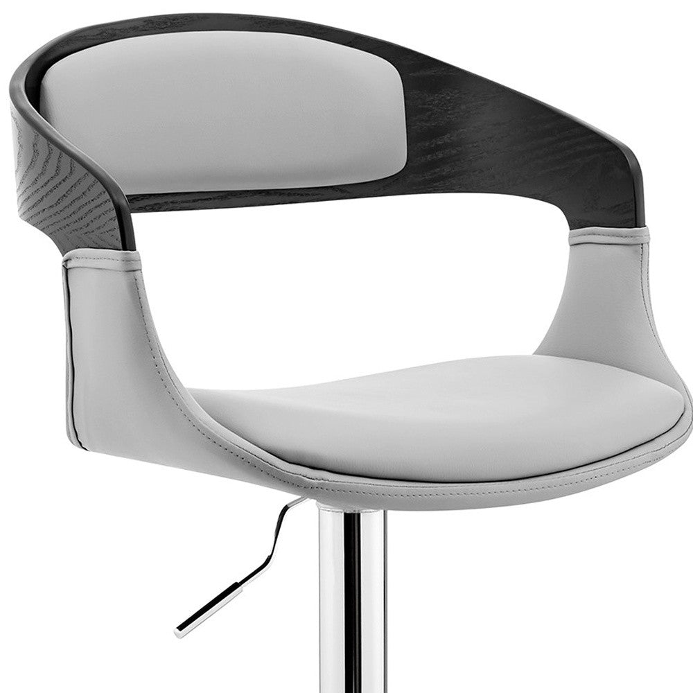 24" Gray And Silver Iron Swivel Low Back Adjustable Height Bar Chair-7