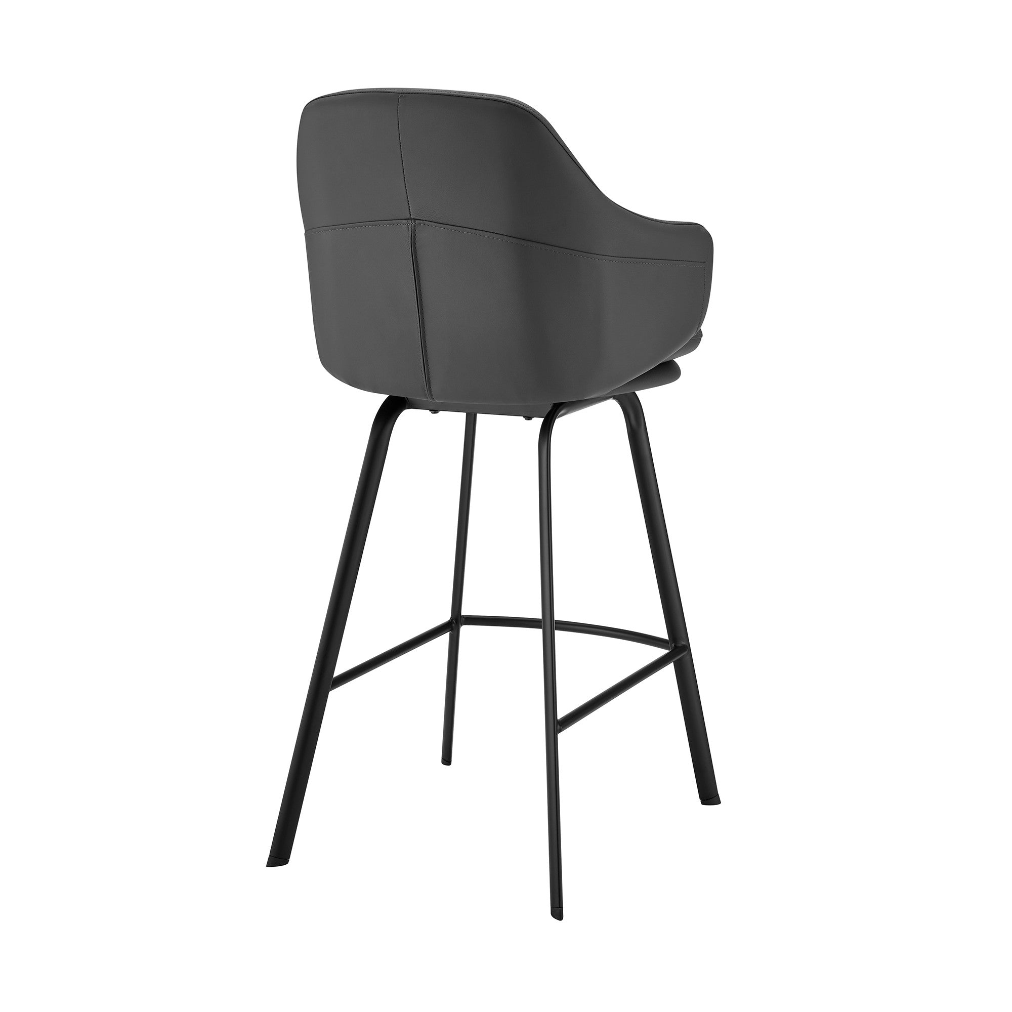 26" Gray and Black Fabric and Iron Low Back Counter Height Swivel Bar Chair-4