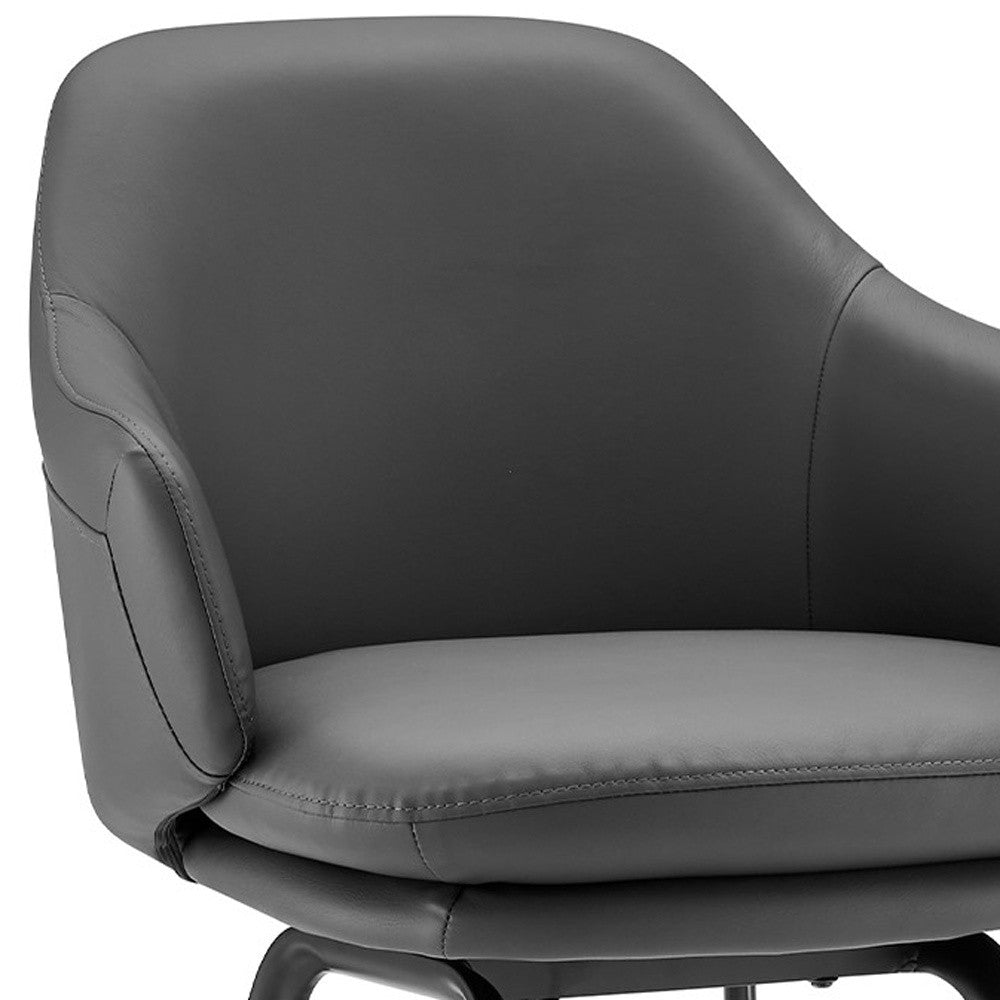 26" Gray and Black Fabric and Iron Low Back Counter Height Swivel Bar Chair-6