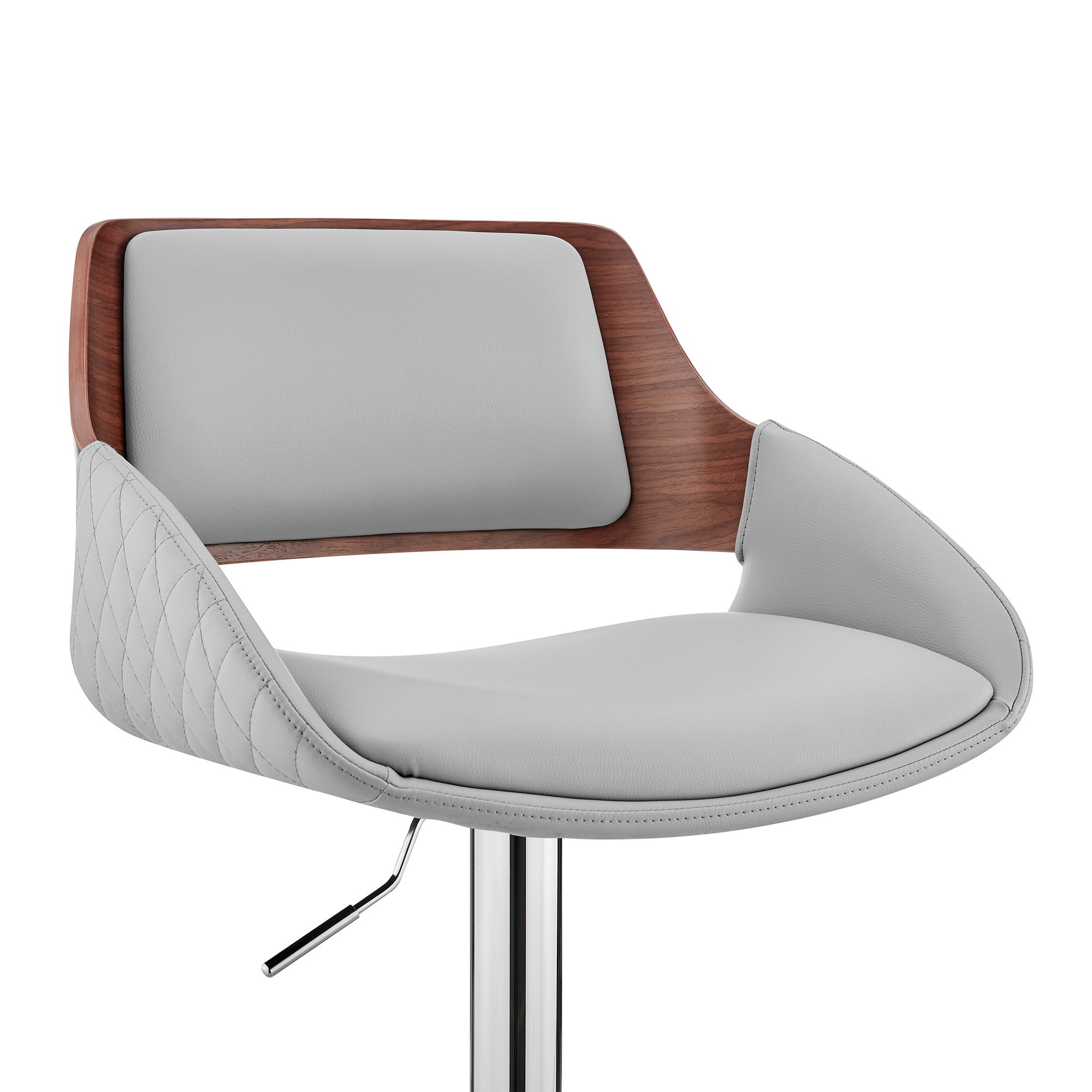 25" Gray And Silver Iron Swivel Low Back Adjustable Height Bar Chair-5