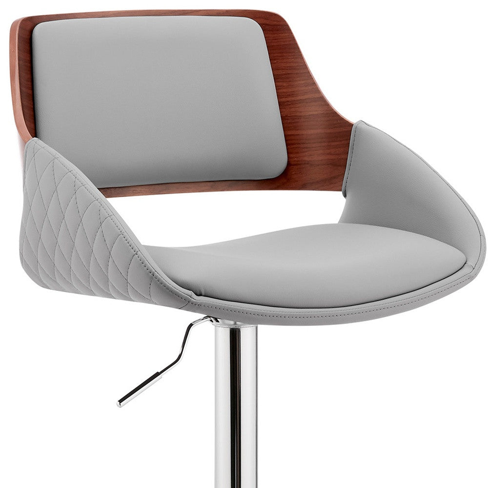 25" Gray And Silver Iron Swivel Low Back Adjustable Height Bar Chair-6