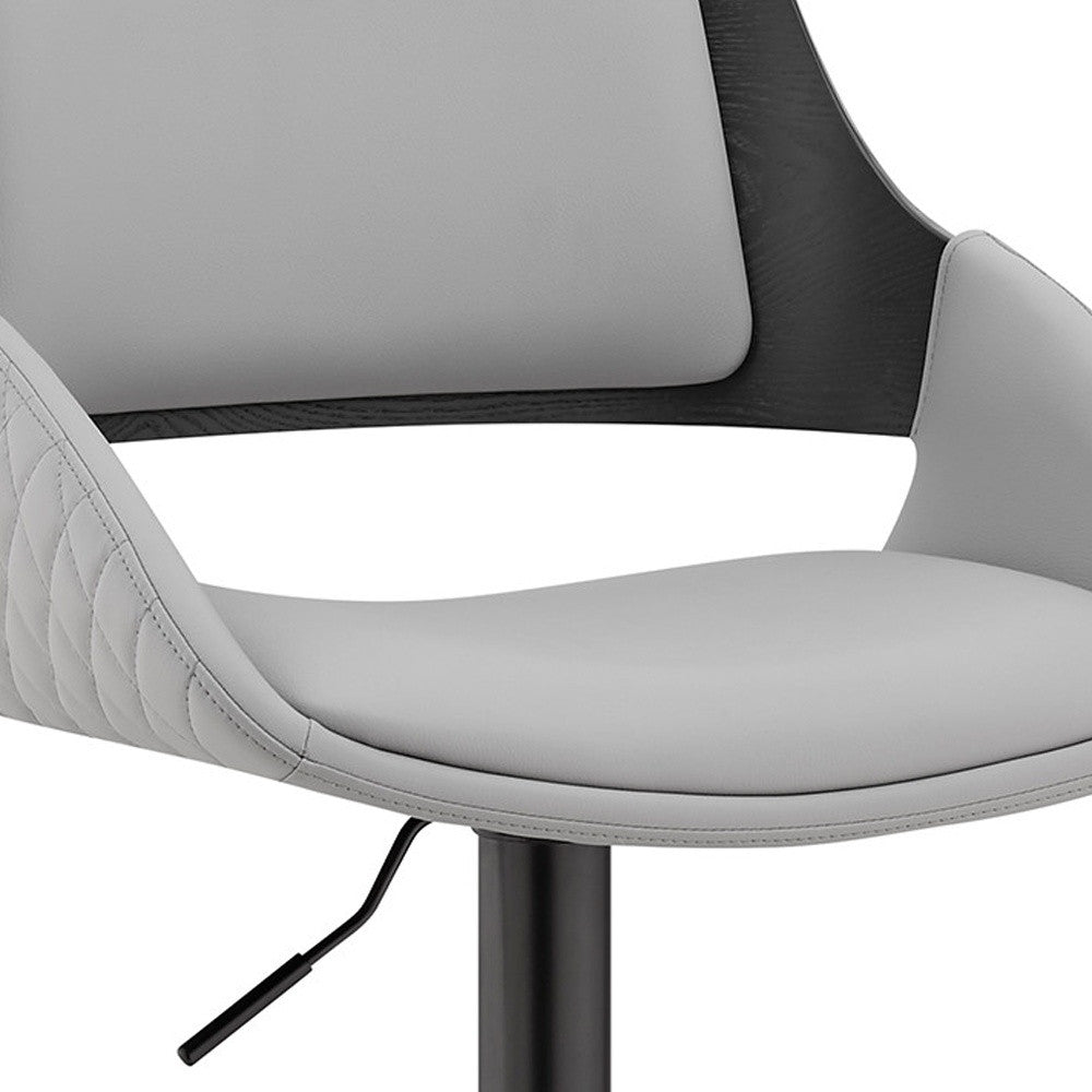 25" Gray And Black Iron Swivel Low Back Adjustable Height Bar Chair-5