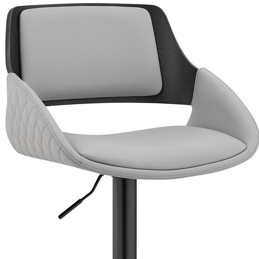 25" Gray And Black Iron Swivel Low Back Adjustable Height Bar Chair-6